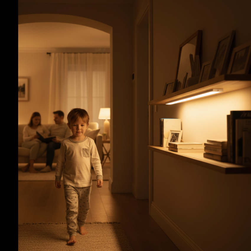 Barra LED ben visibile sulla mensola